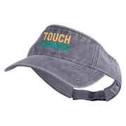 Touch Grass Icon Embroidered Washed Pigment Dyed Cotton Twill Visor - Grey OSFM