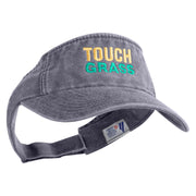 Touch Grass Icon Embroidered Washed Pigment Dyed Cotton Twill Visor - Grey OSFM
