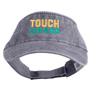 Touch Grass Icon Embroidered Washed Pigment Dyed Cotton Twill Visor - Grey OSFM