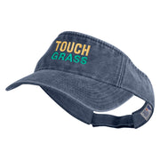 Touch Grass Icon Embroidered Washed Pigment Dyed Cotton Twill Visor - Navy OSFM