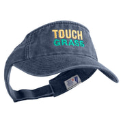 Touch Grass Icon Embroidered Washed Pigment Dyed Cotton Twill Visor - Navy OSFM