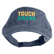 Touch Grass Icon Embroidered Washed Pigment Dyed Cotton Twill Visor - Navy OSFM