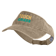 Touch Grass Icon Embroidered Washed Pigment Dyed Cotton Twill Visor - Khaki OSFM
