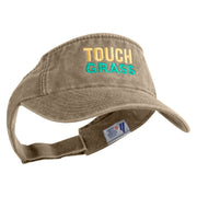 Touch Grass Icon Embroidered Washed Pigment Dyed Cotton Twill Visor - Khaki OSFM