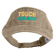 Touch Grass Icon Embroidered Washed Pigment Dyed Cotton Twill Visor - Khaki OSFM