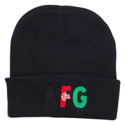 Afghanistan AFG Flag Embroidered Long Beanie