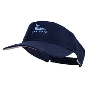 Sea Wave with Whale Embroidered Cotton Sports Visors - Navy OSFM