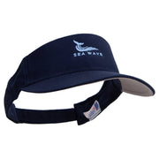 Sea Wave with Whale Embroidered Cotton Sports Visors - Navy OSFM