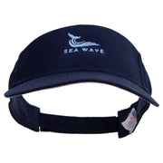 Sea Wave with Whale Embroidered Cotton Sports Visors - Navy OSFM