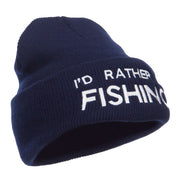 I'd Rather Be Fishing Embroidered Cuff Beanie