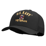 Licensed US Navy Veteran Embroidered Retro Trucker Cap - Black OSFM