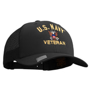 Licensed US Navy Veteran Embroidered Retro Trucker Cap - Black OSFM