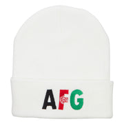 Afghanistan AFG Flag Embroidered Long Beanie