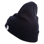 Devil Dog Logo Embroidered 12 Inch Solid Knit Cuff Long Beanie Made in USA - Navy OSFM
