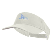 Sea Wave with Whale Embroidered Cotton Sports Visors - White OSFM