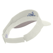 Sea Wave with Whale Embroidered Cotton Sports Visors - White OSFM