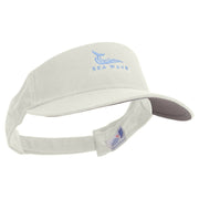 Sea Wave with Whale Embroidered Cotton Sports Visors - White OSFM