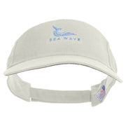 Sea Wave with Whale Embroidered Cotton Sports Visors - White OSFM