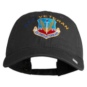 Air Combat Command Veteran Embroidered Washed Solid Pigment Dyed Cotton Twill Brass Buckle Cap - Black OSFM