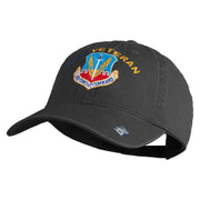 Air Combat Command Veteran Embroidered Washed Solid Pigment Dyed Cotton Twill Brass Buckle Cap - Black OSFM