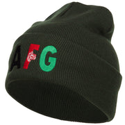 Afghanistan AFG Flag Embroidered Long Beanie