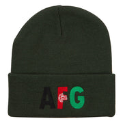 Afghanistan AFG Flag Embroidered Long Beanie