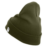 Devil Dog Logo Embroidered 12 Inch Solid Knit Cuff Long Beanie Made in USA - Olive OSFM
