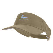 Sea Wave with Whale Embroidered Cotton Sports Visors - Khaki OSFM