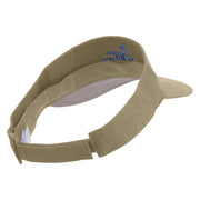 Sea Wave with Whale Embroidered Cotton Sports Visors - Khaki OSFM