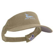 Sea Wave with Whale Embroidered Cotton Sports Visors - Khaki OSFM