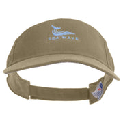 Sea Wave with Whale Embroidered Cotton Sports Visors - Khaki OSFM