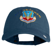 Air Combat Command Veteran Embroidered Washed Solid Pigment Dyed Cotton Twill Brass Buckle Cap - Navy OSFM