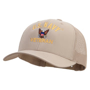 Licensed US Navy Veteran Embroidered Retro Trucker Cap - Khaki OSFM