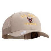 Licensed US Navy Veteran Embroidered Retro Trucker Cap - Khaki OSFM