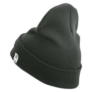 Devil Dog Logo Embroidered 12 Inch Solid Knit Cuff Long Beanie Made in USA - Graphite OSFM