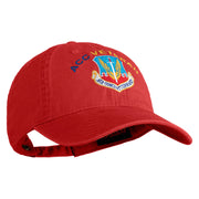 Air Combat Command Veteran Embroidered Washed Solid Pigment Dyed Cotton Twill Brass Buckle Cap - Red OSFM