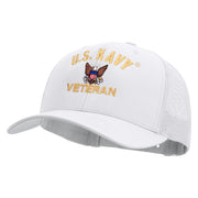 Licensed US Navy Veteran Embroidered Retro Trucker Cap - White OSFM