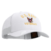 Licensed US Navy Veteran Embroidered Retro Trucker Cap - White OSFM