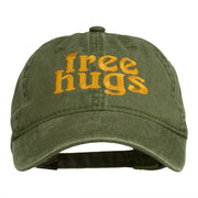 Free Hugs Embroidered Washed Dyed Cap