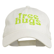 Free Hugs Embroidered Washed Dyed Cap