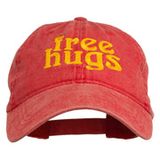 Free Hugs Embroidered Washed Dyed Cap