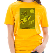 Fly To The Moon Graphic Design Unisex Ring Spun Combed Cotton Short Sleeve Deluxe Jersey T-Shirt