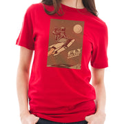 Fly To The Moon Graphic Design Unisex Ring Spun Combed Cotton Short Sleeve Deluxe Jersey T-Shirt