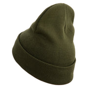 Bang Embroidered 12 Inch Long Knitted Beanie - Olive OSFM