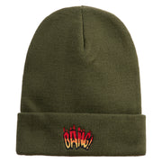 Bang Embroidered 12 Inch Long Knitted Beanie - Olive OSFM