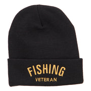 Fishing Veteran Embroidered Long Beanie