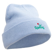 Spring Logo Embroidered Super Stretch Knit Watch Cap Beanie - Columbia-Blue OSFM