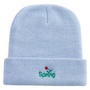 Spring Logo Embroidered Super Stretch Knit Watch Cap Beanie - Columbia-Blue OSFM