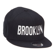 Brooklyn Embroidered Flat Bill Snapback Cap