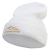 Horse in Mountain Ranch Embroidered 12 Inch Long Knitted Beanie - White OSFM